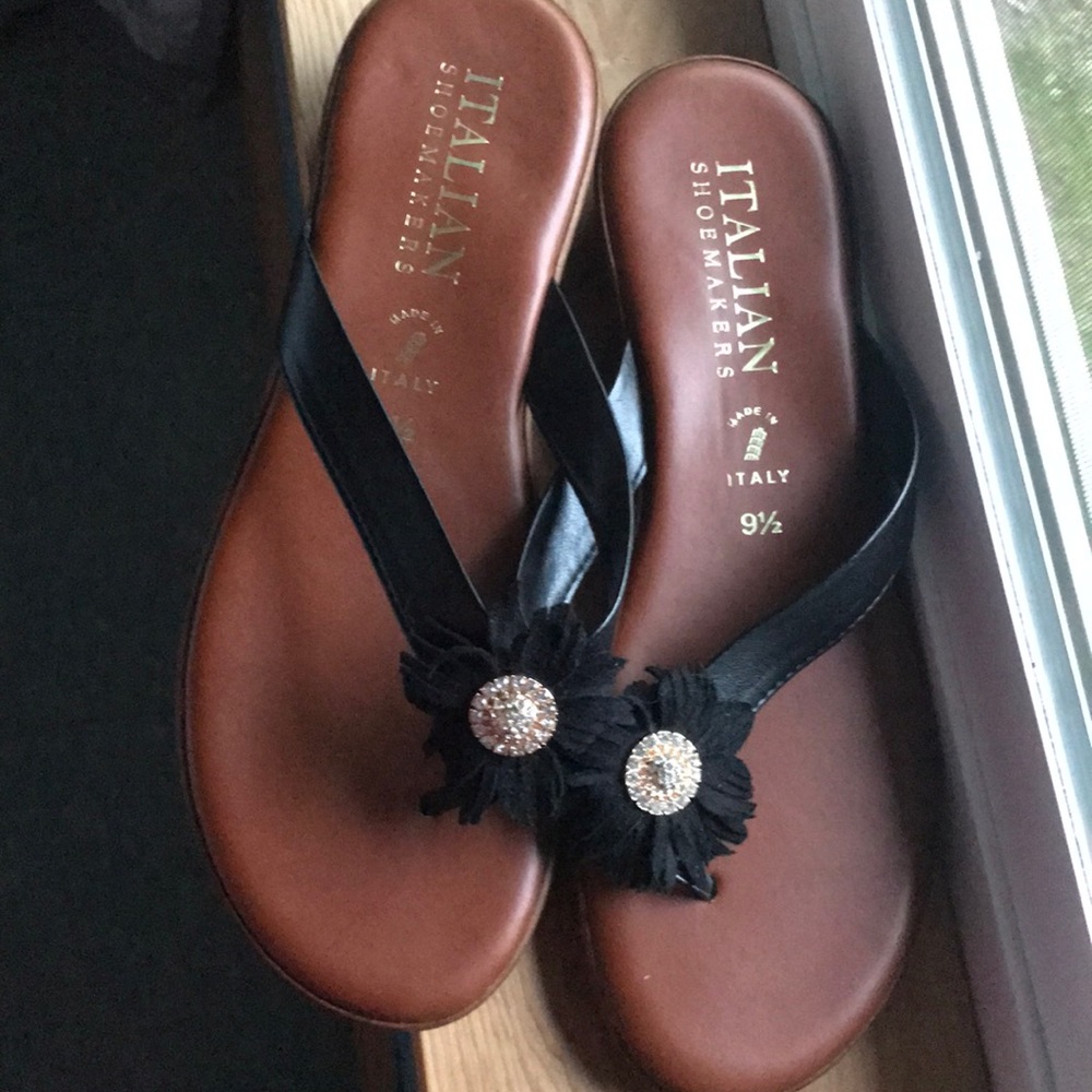 NWOT Italian leather flip-flops